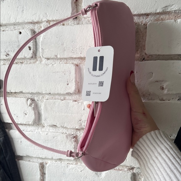 Elongated baguette Pink Shoulder Bag prom silver detail - Picture 5 of 6